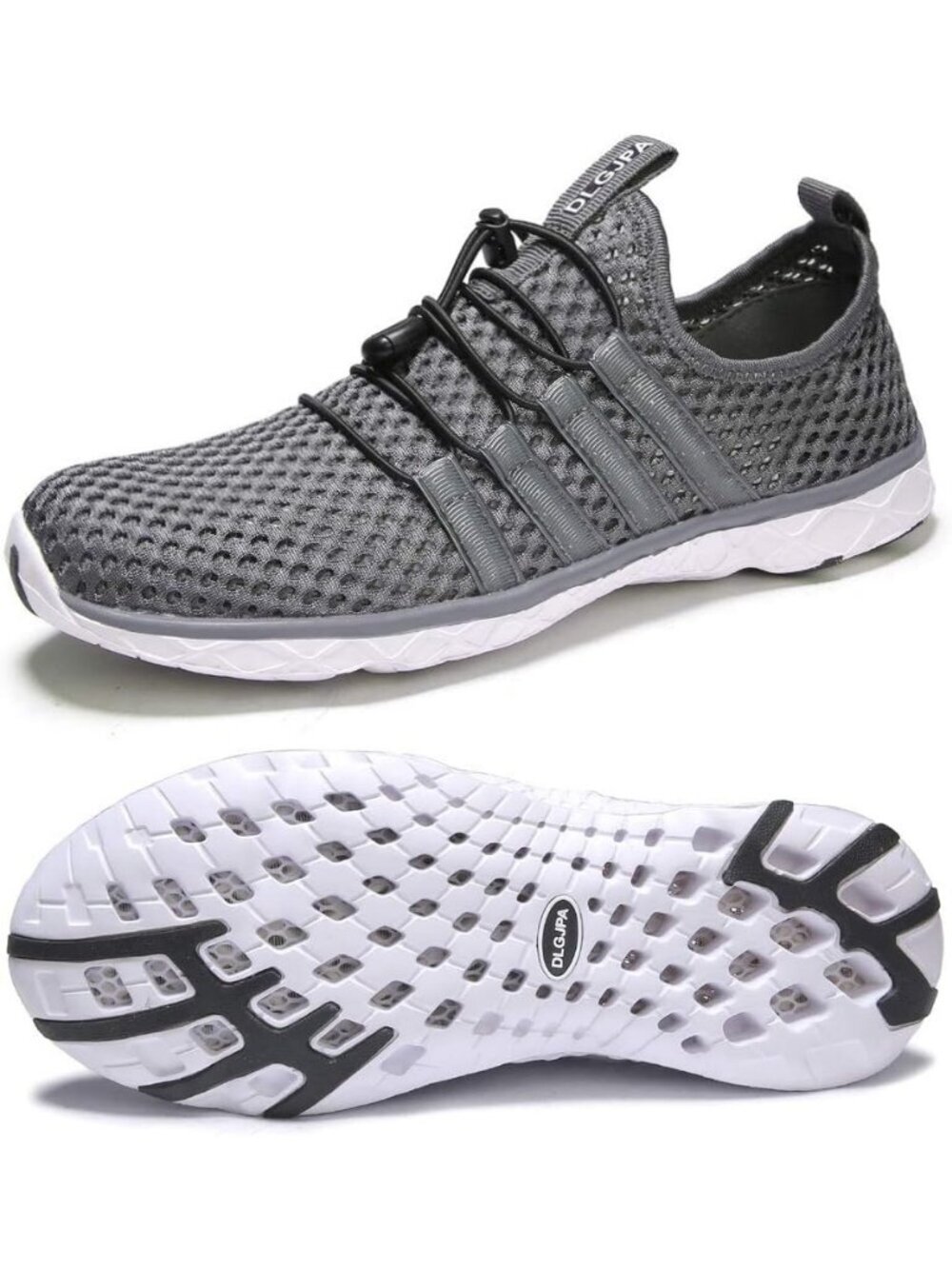 Men's Dark Grey Quick Drying Aqua Water Athletic Woven Solid Walking Sneaker